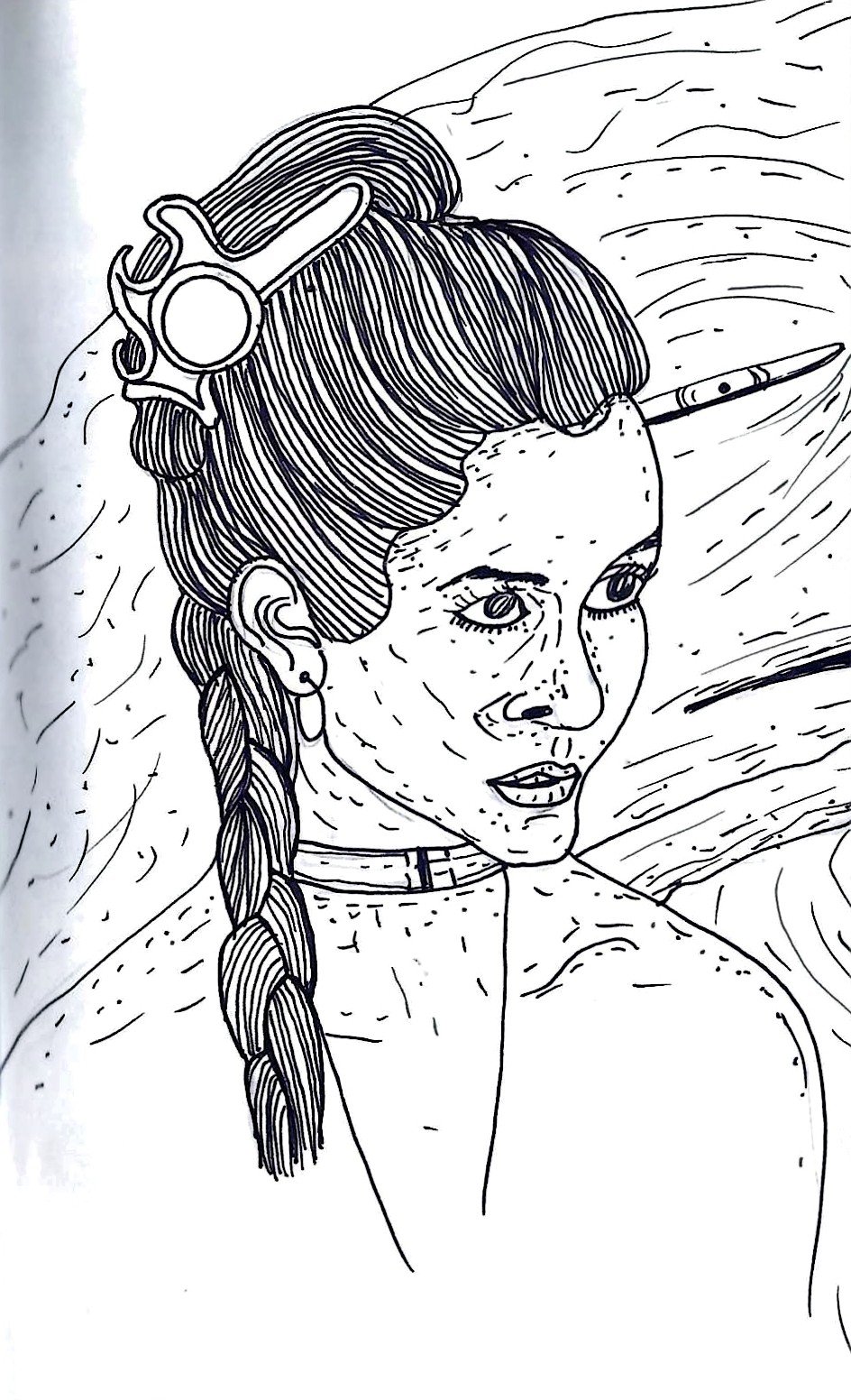 Princess Leia is captured by Jabba the Hutt drawing by Imaginary Thinking |  Doodle Addicts