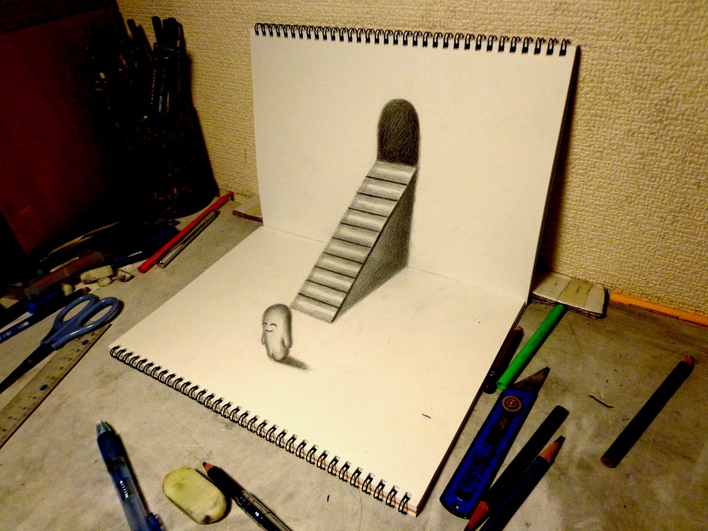 3D Drawing - Exit drawing by Hideyuki Nagai | Doodle Addicts