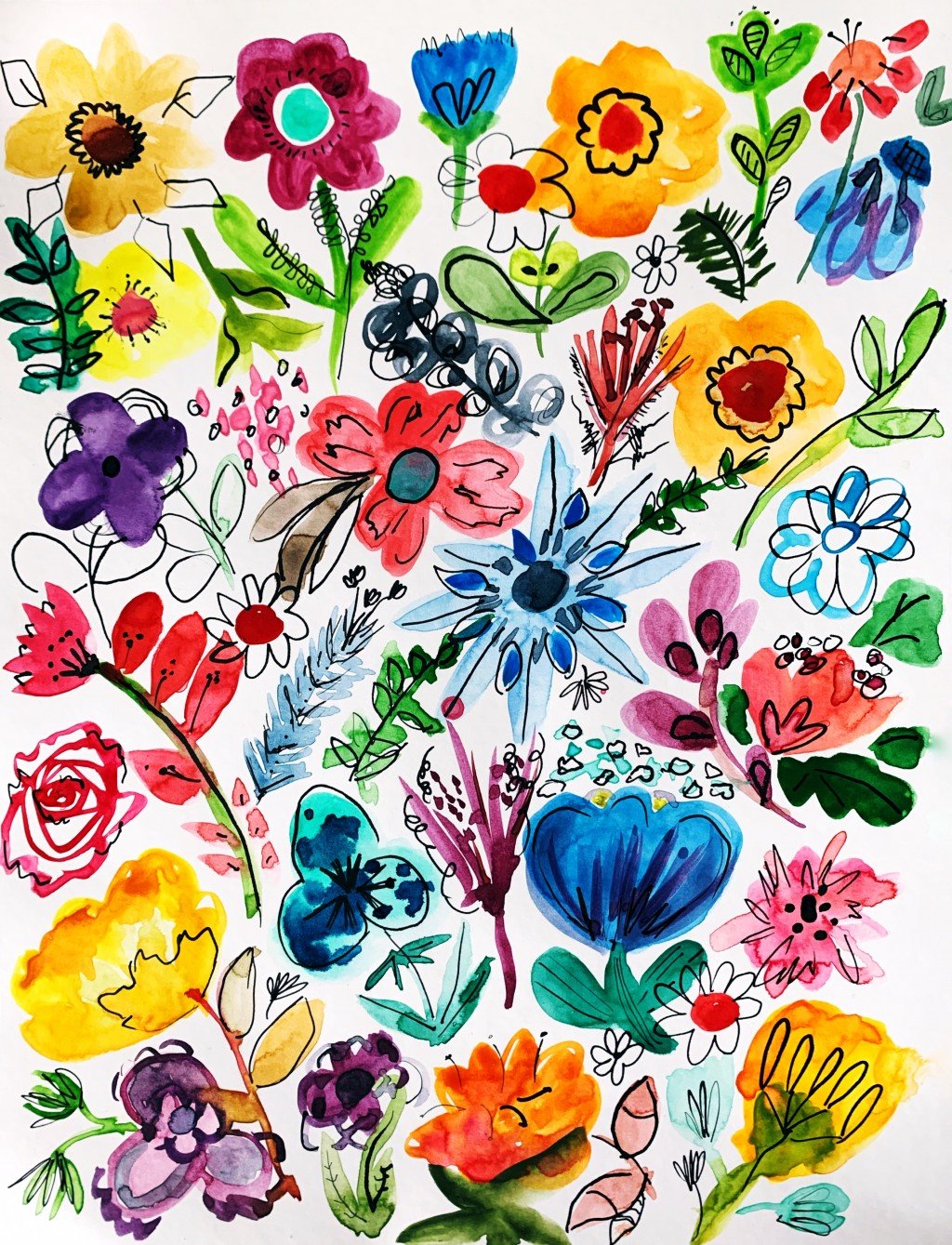 Wildflower drawing by Ginny Griffin | Doodle Addicts