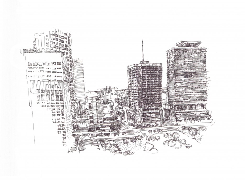 Downtown Miami Skyline drawing by John Sanchez | Doodle Addicts