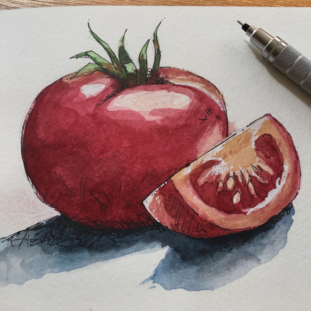 How to draw a tomato | Draw Tomato step by step with fill color | Wait for  the next episode and subscribe to get the next lesson. Used things: Pencil,  Diamond Color