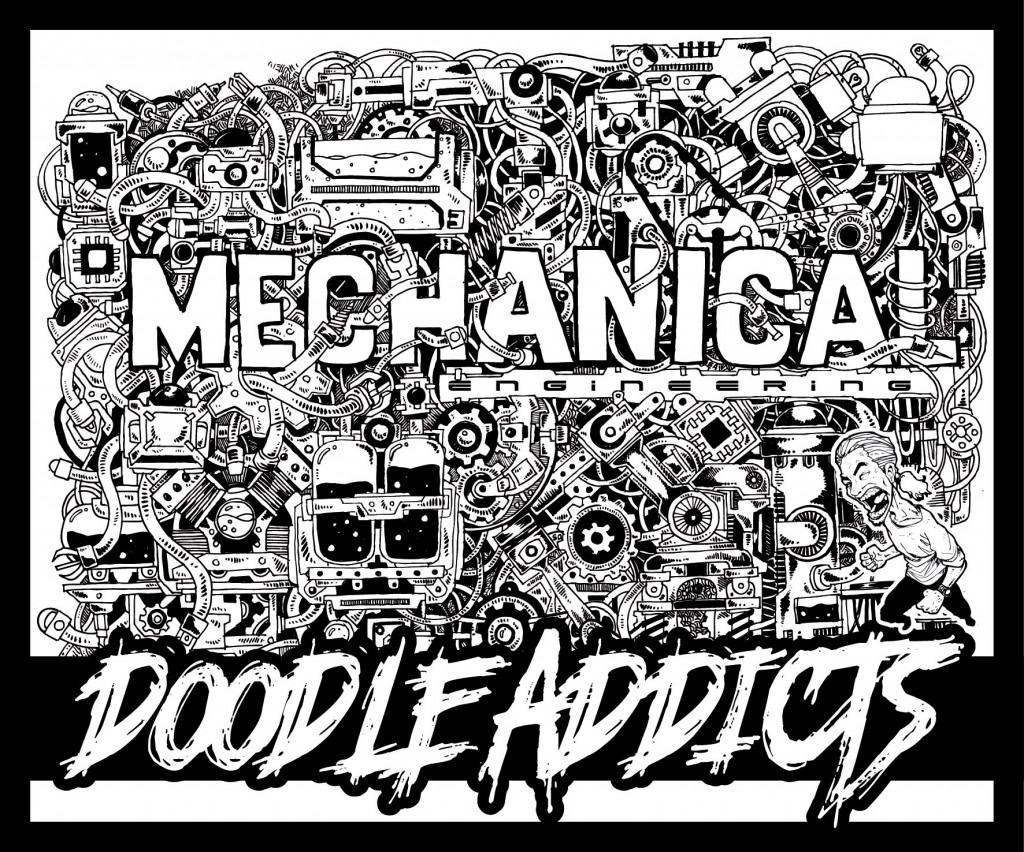 Illustration like doodle that consist of mechanical elements, an