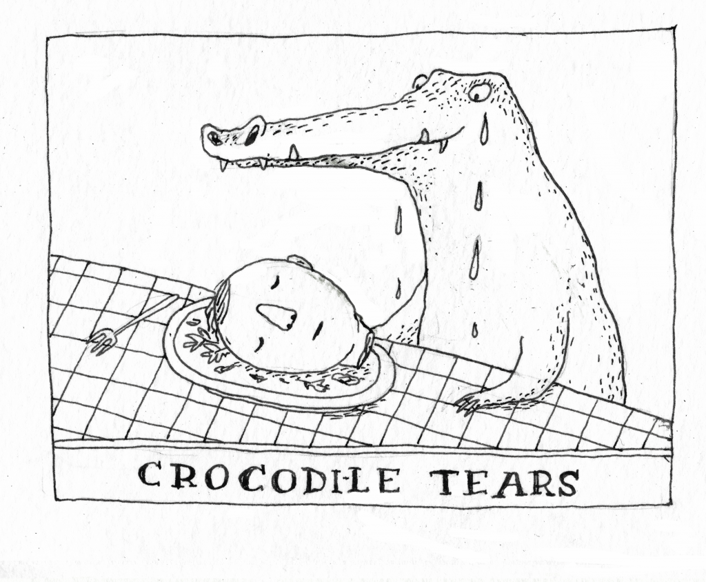 Crocodile tears' illustrated at : definition, example, and origin