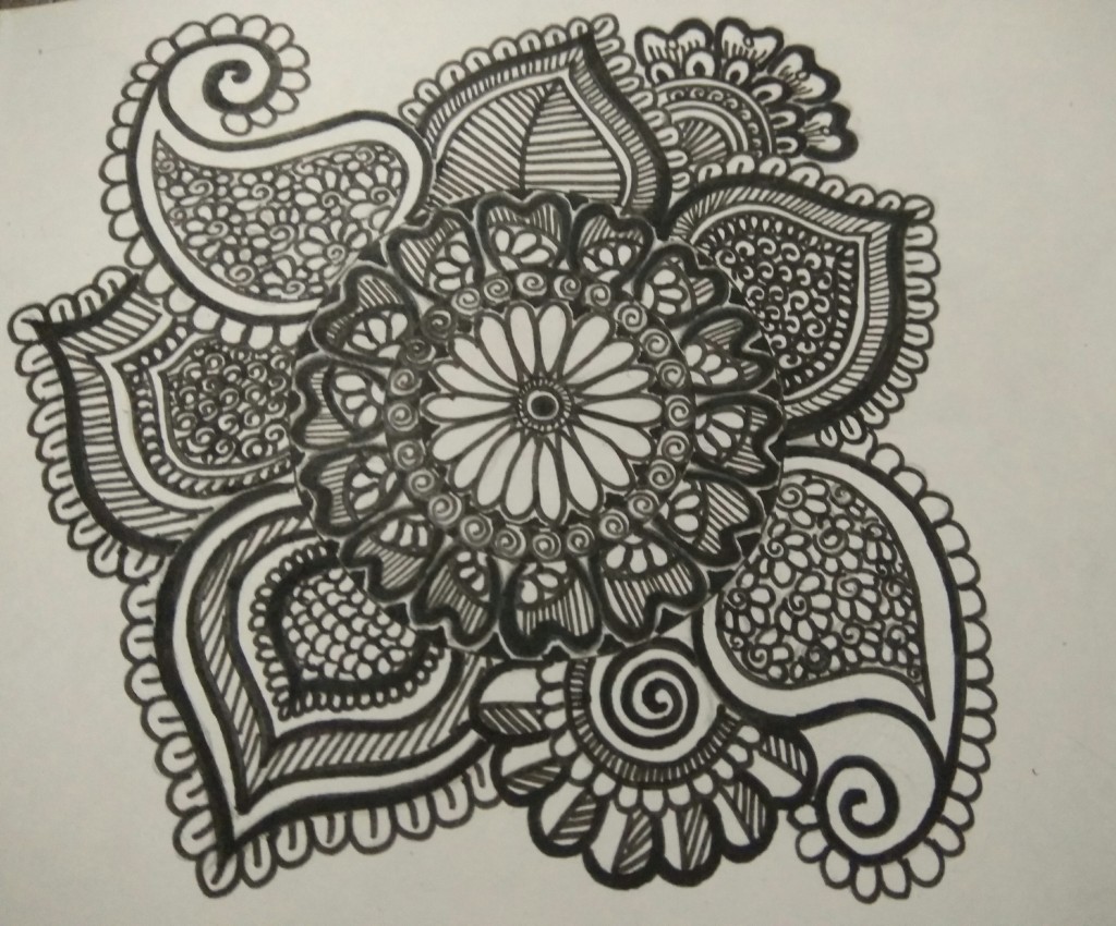 Flowery doodle/ Black and white drawing by Srijita Chatterjee | Doodle ...