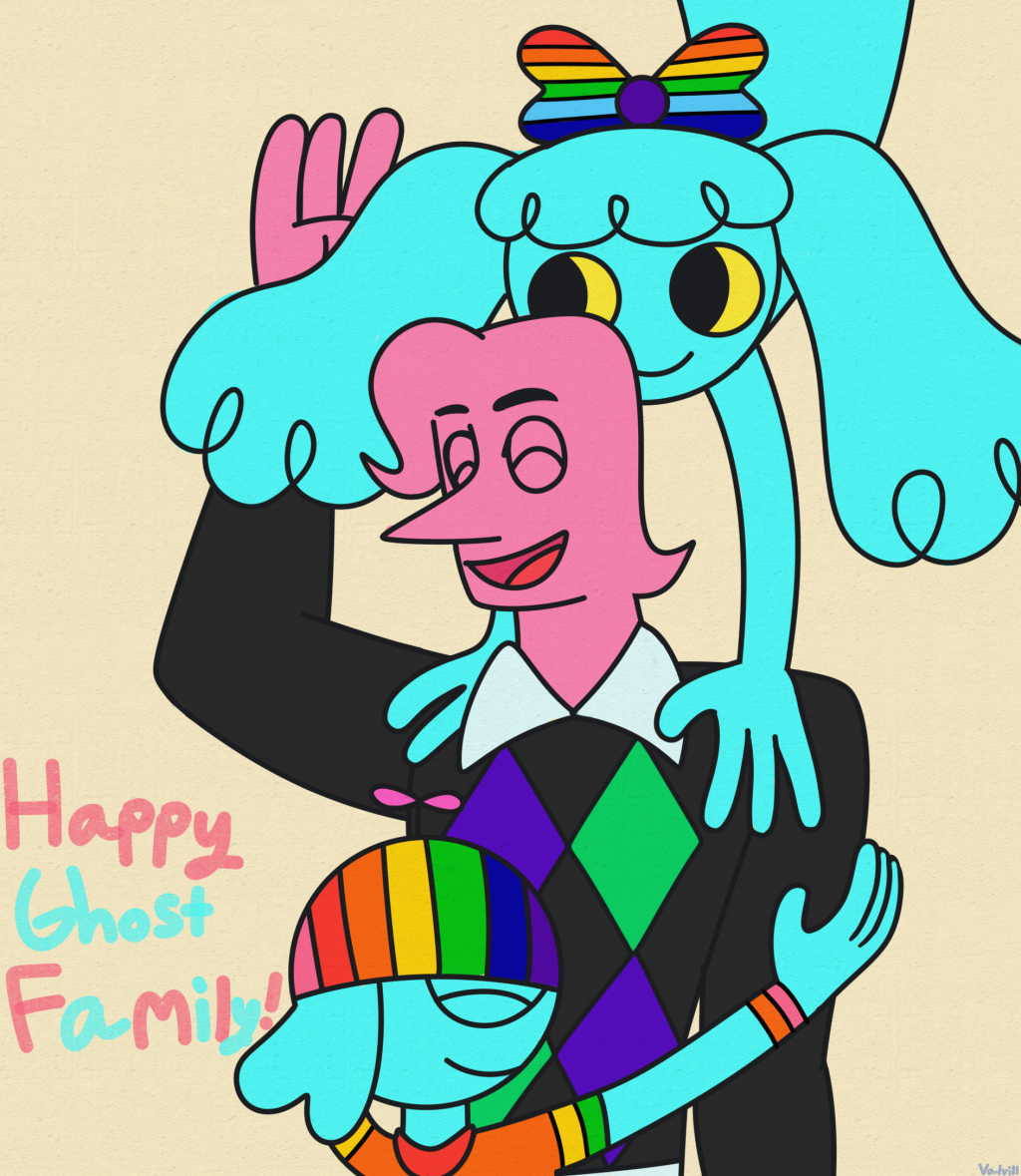 Happy Ghost Family! drawing by Valeria Doodle Addicts