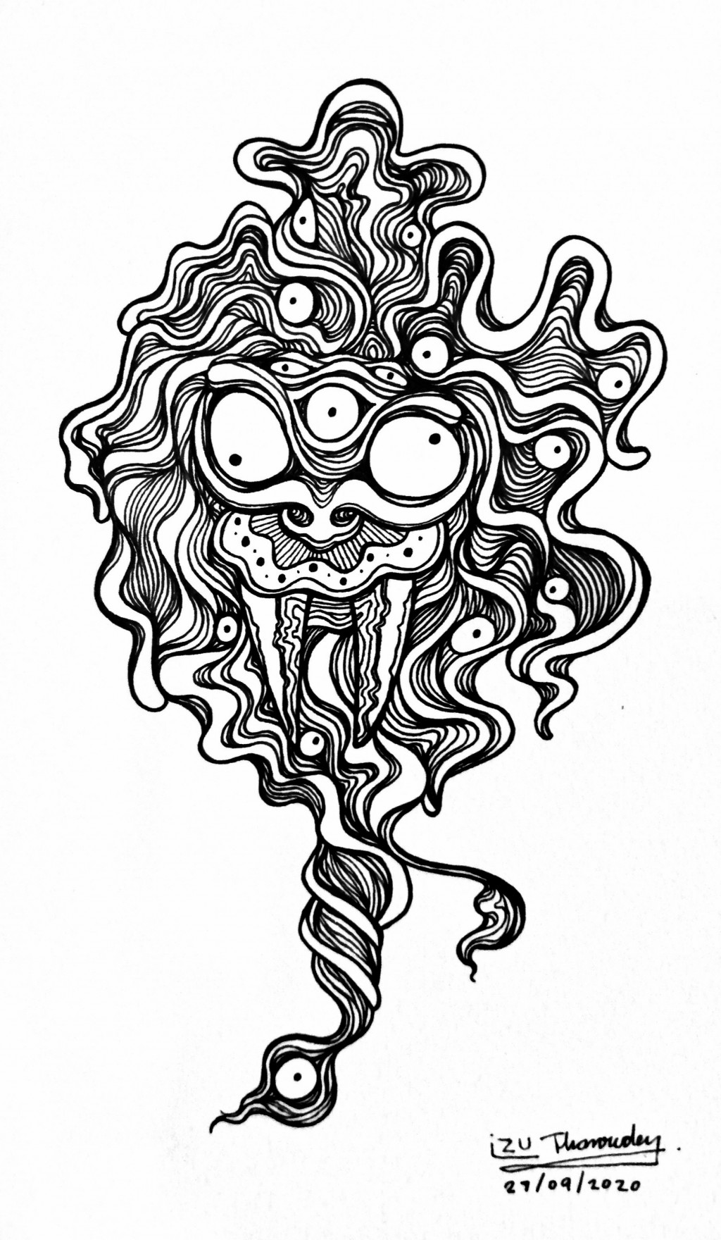 Weird Lion drawing by Thanrudee Doodle Addicts