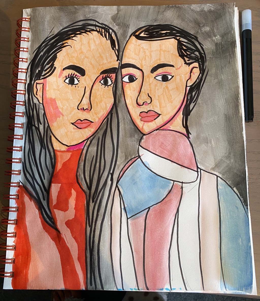 The Two Women Drawing By Aisha 