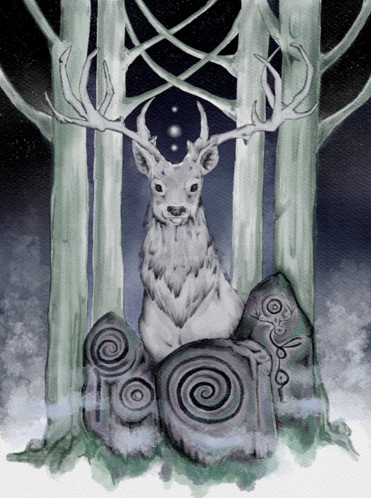 White Stag drawing by Nicola Burton | Doodle Addicts