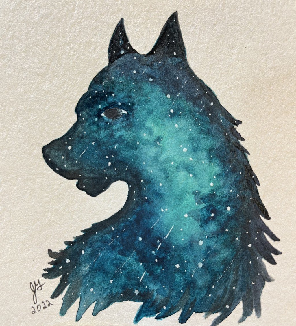 Galaxy Wolf drawing by Jean Garro Doodle Addicts