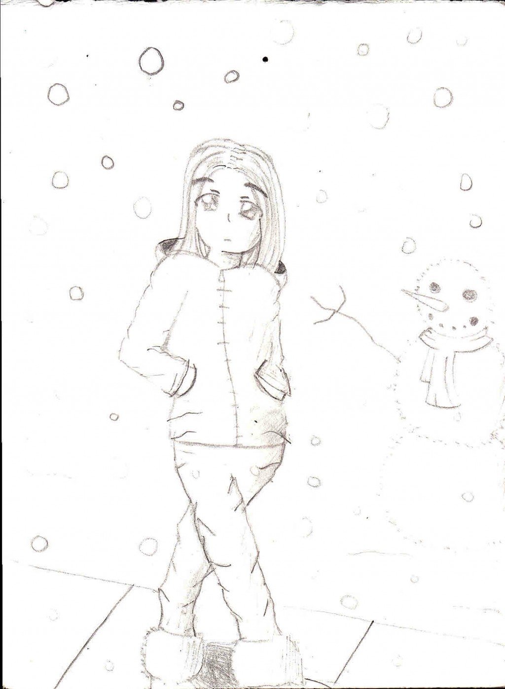 Girl in the snow drawing by Chantel | Doodle Addicts