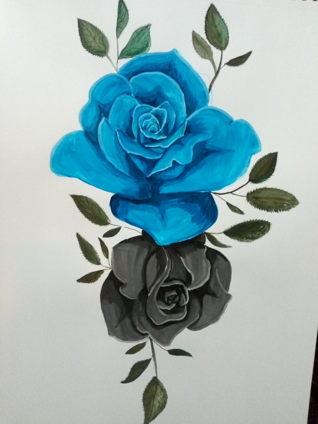 Blue and Black Rose drawing by Rebecca Kaylin Jones | Doodle Addicts