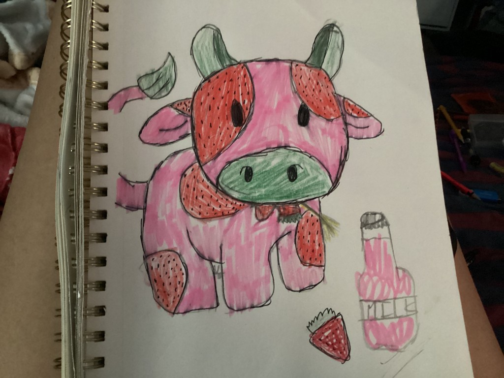 Strawberry Cow Drawing By Maggie Hamner Doodle Addicts 1818