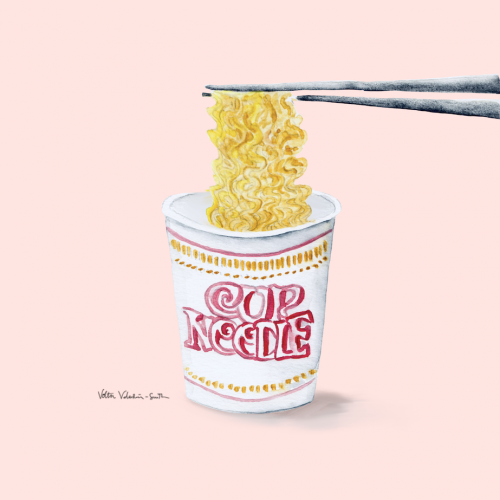 Send Noods - Watercolor Illustration of Cup Noodle