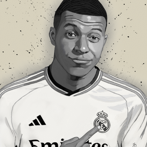 Mbappe Real Madrid Portrait Drawing Fanart