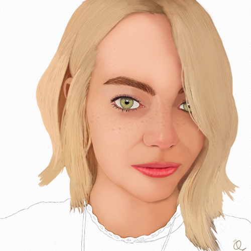 Emma Stone Portrait Color Sketch by Oz Galeano