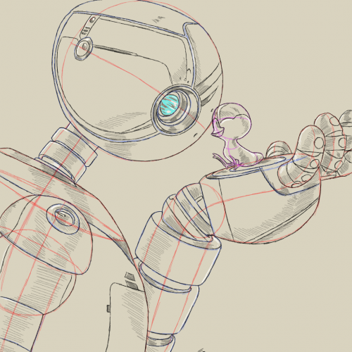 The Wild Robot Drawing Sketch Study by Oz Galeano