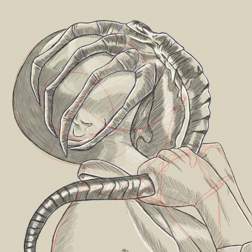 Alien Romulus Drawing Sketch Study by Oz Galeano