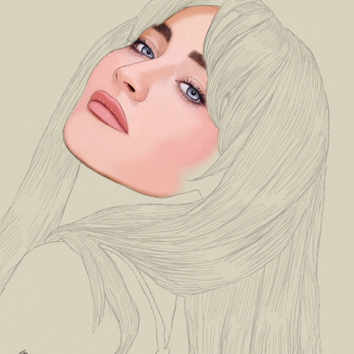 Sabrina Carpenter Portrait Color Sketch by Oz Galeano