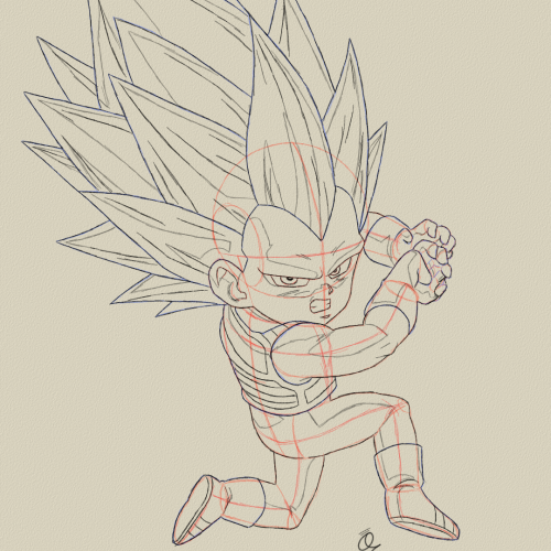 Vegeta SSJ3 Drawing Sketch Study by Oz Galeano