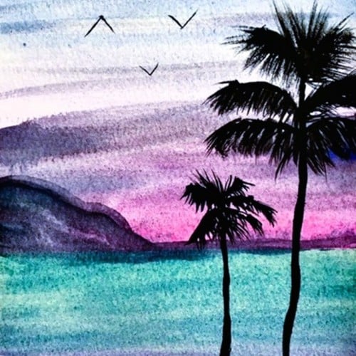 Watercolor Palm Trees