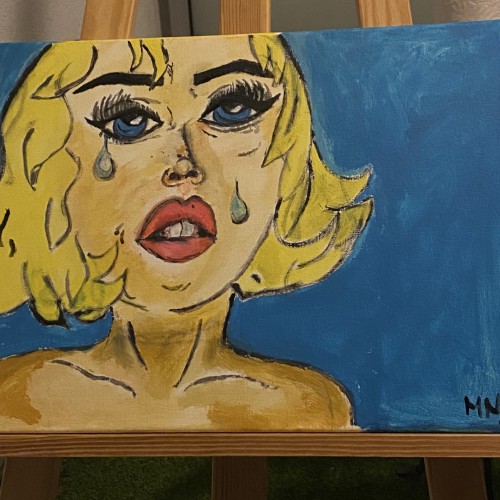 Pop art crying girl