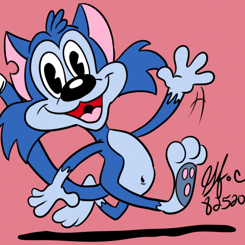 Rubber Hose Style Furrball Cat