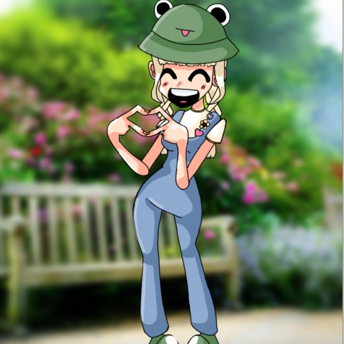 Girl with a frog hat