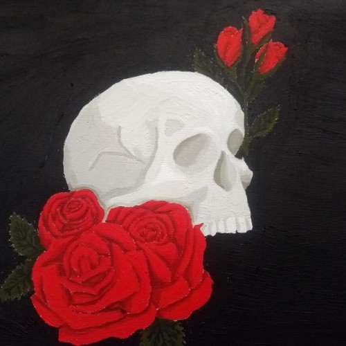 Skull with Red Roses