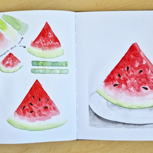 Watermelon in watercolor