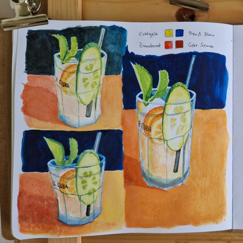 Summery cocktail in watercolor