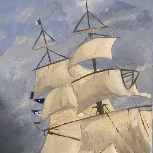 Painting of sails on a boat