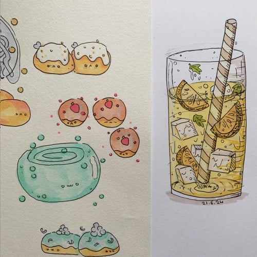 Kawaii Food and Lemonade Doodle