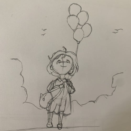 Girl with balloons