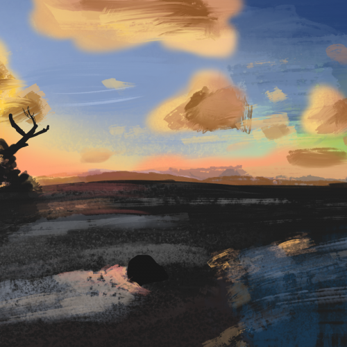 Digital Beach Sunset Painting