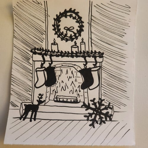 Doodles with Dane - Christmas - Fireplace