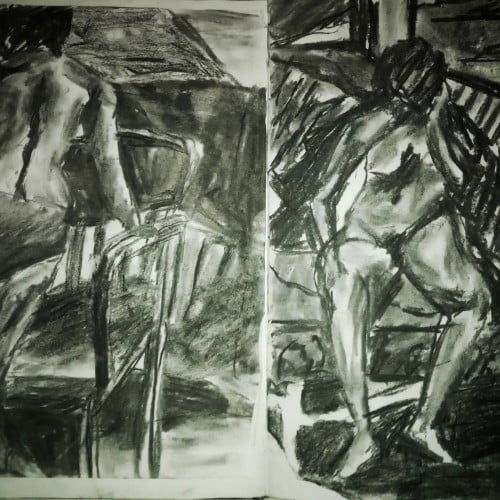 charcoal drawing sketch female nude