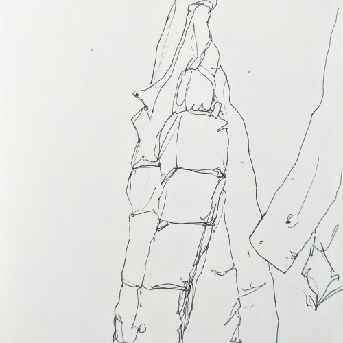 Haning Coat. Contour line observational drawing with a G2 Pen